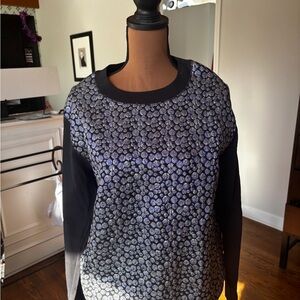 Dries Van Noten Black and Silver Patterned Sweatshirt